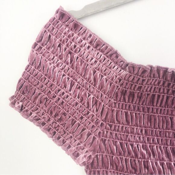 AEROPOSTALE | Dusty Purple Off the Shoulder Smocked Velvet Top Women’s Size M - Picture 4 of 8